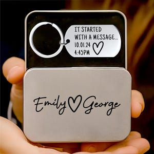 Personalized Couples Keychain: Engraved Stainless Steel, Special Date Gift