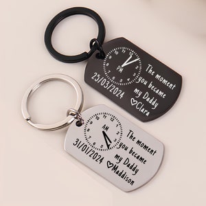 The Moment You Became My Daddy, Personalised New Born Baby Gift, Keyring for new Mummy, Personalised New Born Baby Gift, Keyring for new Dad