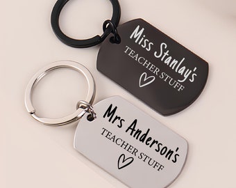 Personalized Teacher Keychain: Stainless Steel Custom Engraved Gift