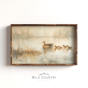 Printable Duck Nursery Wall Art, Mama Mallard Duck Oil Painting, Antique Bird Painting, Bird Hunter Gift, Vintage Woodland Animal Wall Art