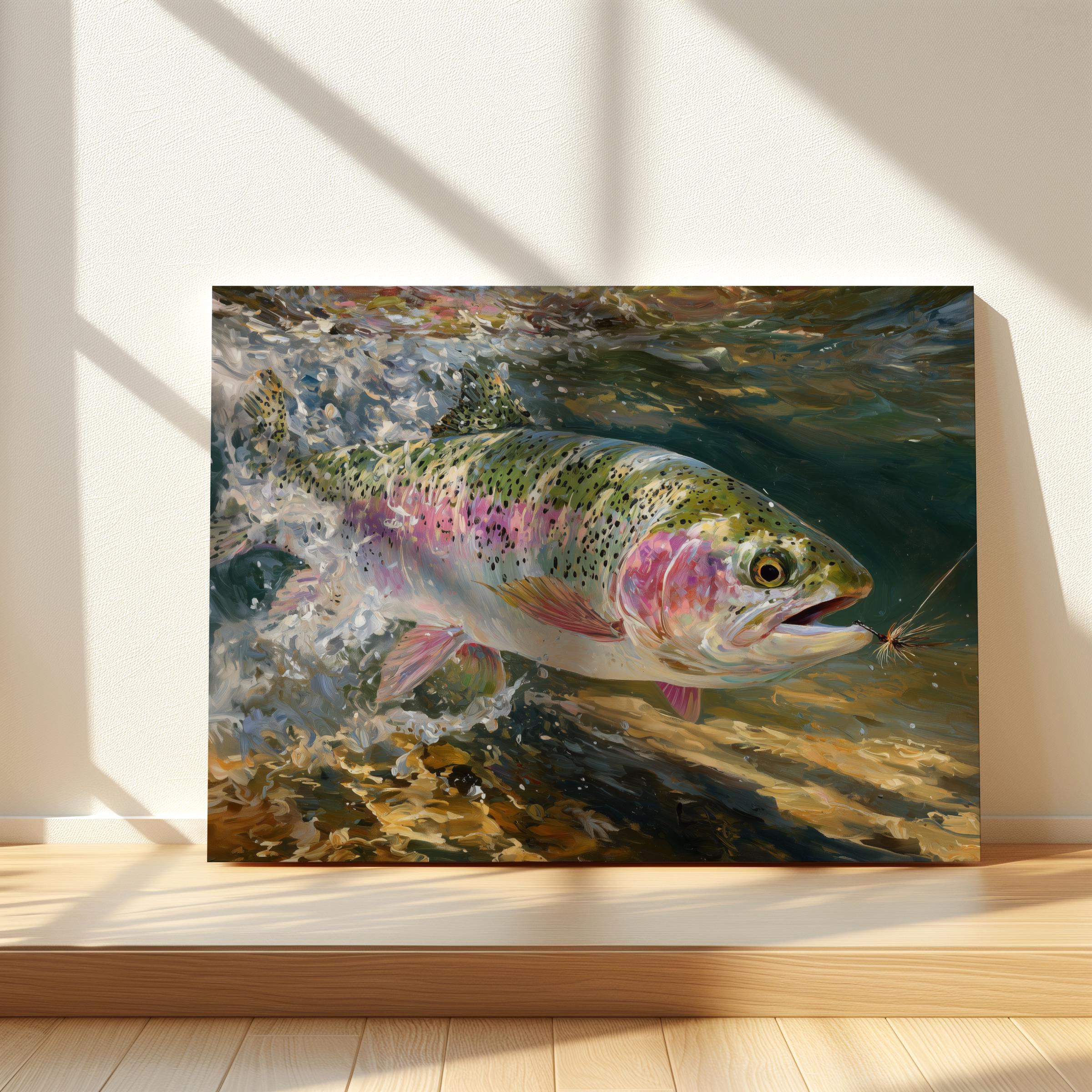 Rainbow Trout Canvas Art: Large Fish Print on Canvas (Ready to