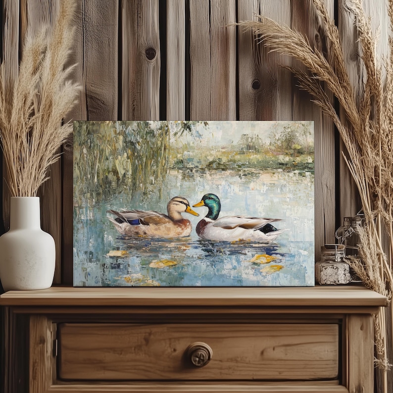 Love Mallard Couple Art Print Vintage Duck Print His and Hers Mallard Duck Decor for Couple Gift Farmhouse Wall Art Mallard Duck Painting image 16