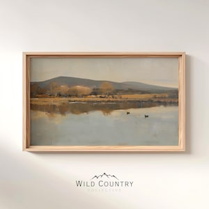Printable Antique Mallard Duck Pond Painting, Moody Wetlands Wall Art, Countryside Art Print, Bird Hunter Gift, Vintage Duck Oil Painting