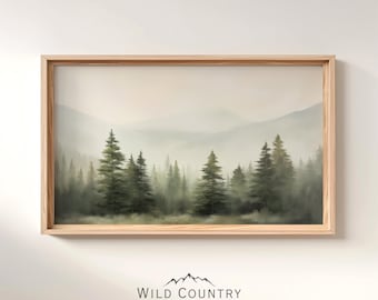 Evergreen Pines Printable Wall Art vol.5, Vintage Pine Tree Print, Printable Pine Trees, Rustic Painting, Woodland Print, Forest Painting