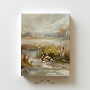 Duck Nursery Wall Art Mallard Duck Canvas Rustic Baby Room Decor Wildlife Painting Woodland Theme Wall Art Nature Gift for Baby Room Vintage