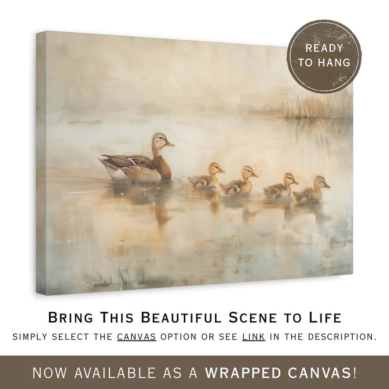 Quadro "Quatro Patinhos", Impressão de Arte para Quarto de Bebê com Patos, Pintura de Mamãe Pata, Arte de Parede Vintage com Animais da Floresta, Presente para Caçador de Pássaros imagem 10