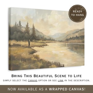 Fly Fishing Vintage Painting, Montana Oil Painting, Fisherman Decor, Vintage Fishing Art Print, River Runs Through It, Boys Bedroom Print image 10