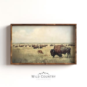 Bison Herd Poster Print, American Bison Painting, Western Wall Art Decor, Bison Poster, Vintage Wall Art, Montana Art, Western Wildlife