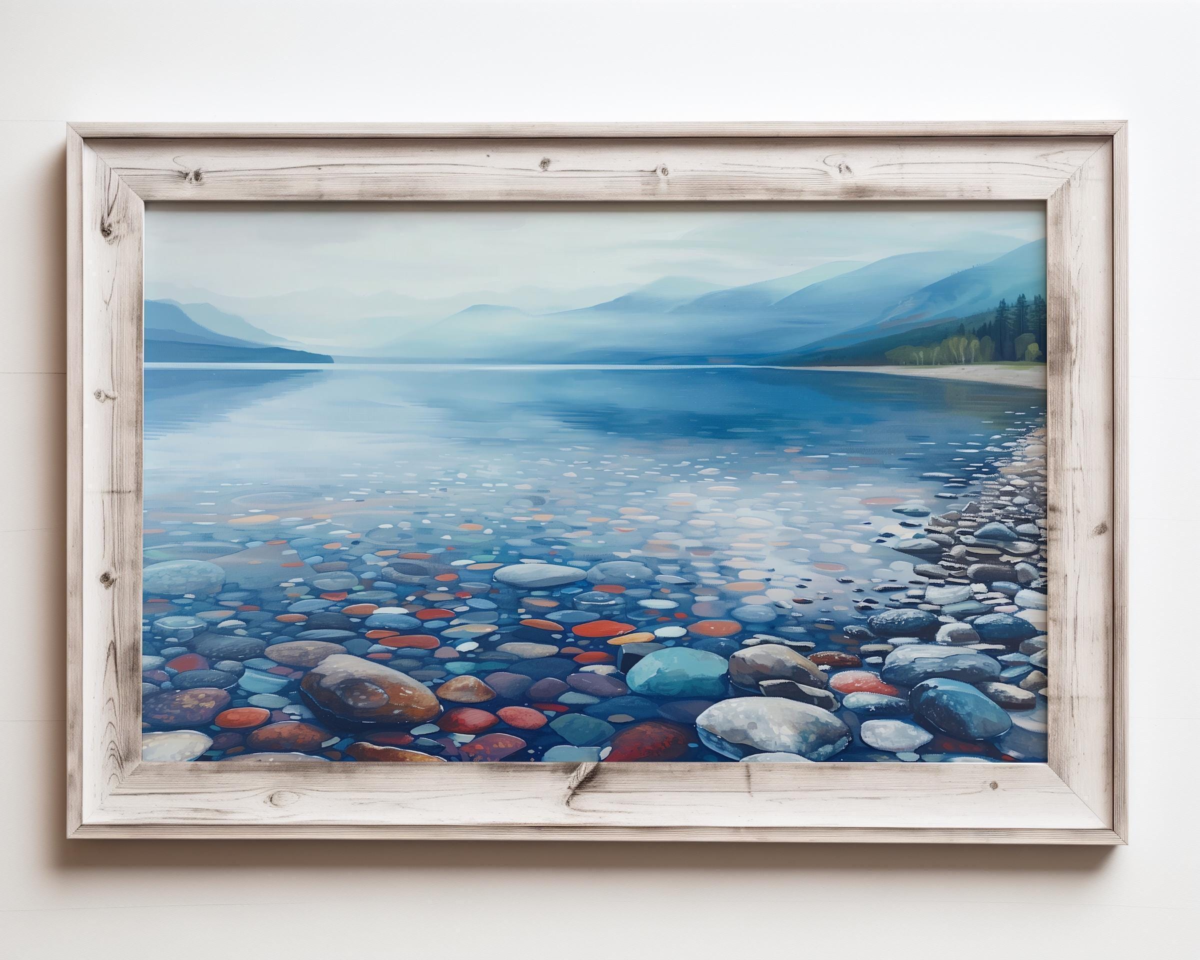 Arazzo Parete Paesaggio Notte Stellata Con Montagne E Lago, Decorazione Floreale Da Parete Per Cameretta, Soggiorno, Regalo Originale