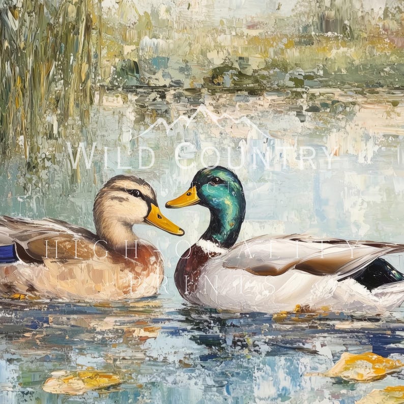 Love Mallard Couple Art Print Vintage Duck Print His and Hers Mallard Duck Decor for Couple Gift Farmhouse Wall Art Mallard Duck Painting image 6