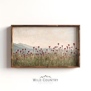 Muted Red Wildflower Art Print, Vintage Indian Paintbrush Print, Mountain Wall Art, Floral Art Painting, Indian Paintbrush Flowers Wall Art