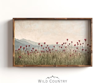 Muted Red Wildflower Art Print, Vintage Indian Paintbrush Print, Mountain Wall Art, Floral Art Painting, Indian Paintbrush Flowers Wall Art
