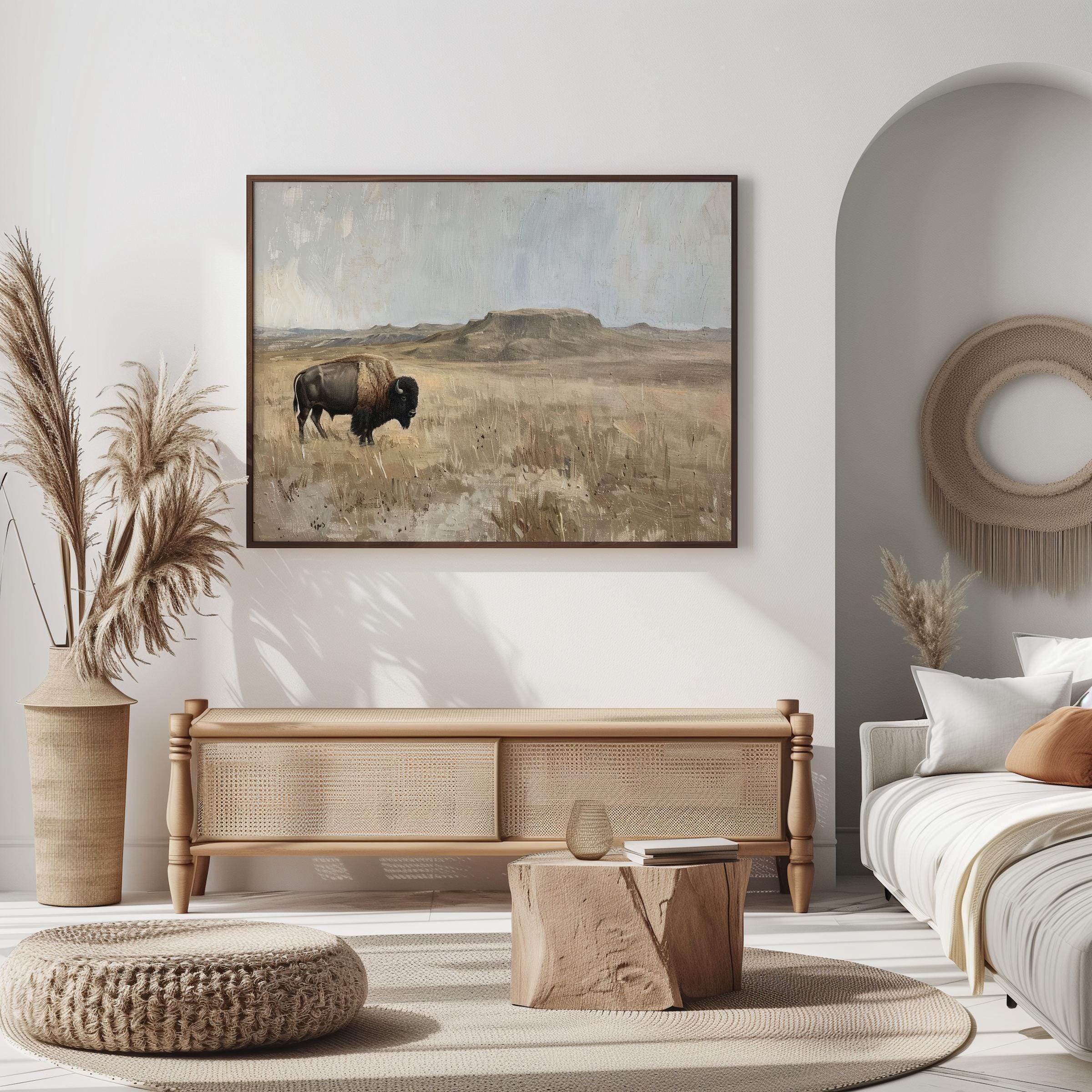 American Bison Poster Print, Vintage Buffalo Print, Wildlife Wall Art ...