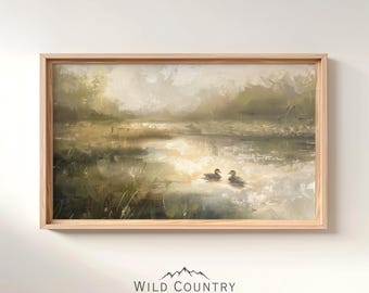Printable Lil' Ducklings Painting, Woodland Nursery Decor, Mallard Duck Nursery Art Print, Vintage Lake Art, Cabin Decor, Bird Hunter Gift