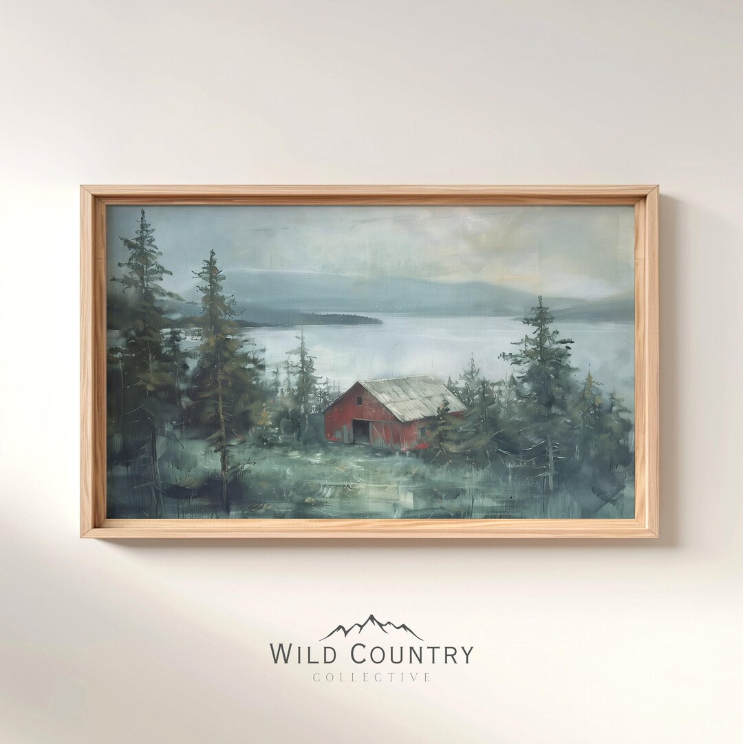 Printable Red Barn Oil Painting, Old Red Barn Print, Farmhouse Wall Art ...