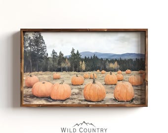 Printable Vintage Pumpkin Patch Painting, Halloween Autumn Wall Art, Pumpkin Painting, Farmhouse Decor, Rustic Fall Art, Antique Art Print