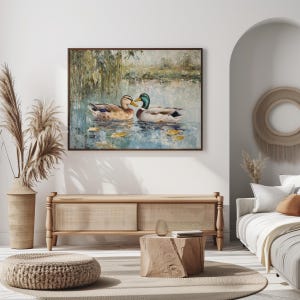 Love Mallard Couple Art Print Vintage Duck Print His and Hers Mallard Duck Decor for Couple Gift Farmhouse Wall Art Mallard Duck Painting image 3