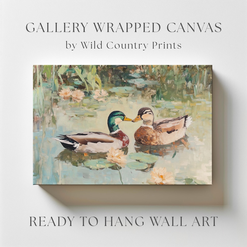 Love Birds Mallard Ducks Oil Painting, His & Hers Gift, Vintage Duck Poster Print, Mallard Duck Decor, Farmhouse Wall Art, Gift for Couples image 18
