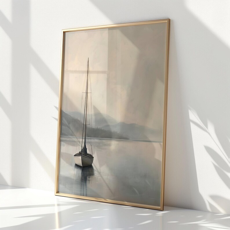 a painting of a sailboat in the water
