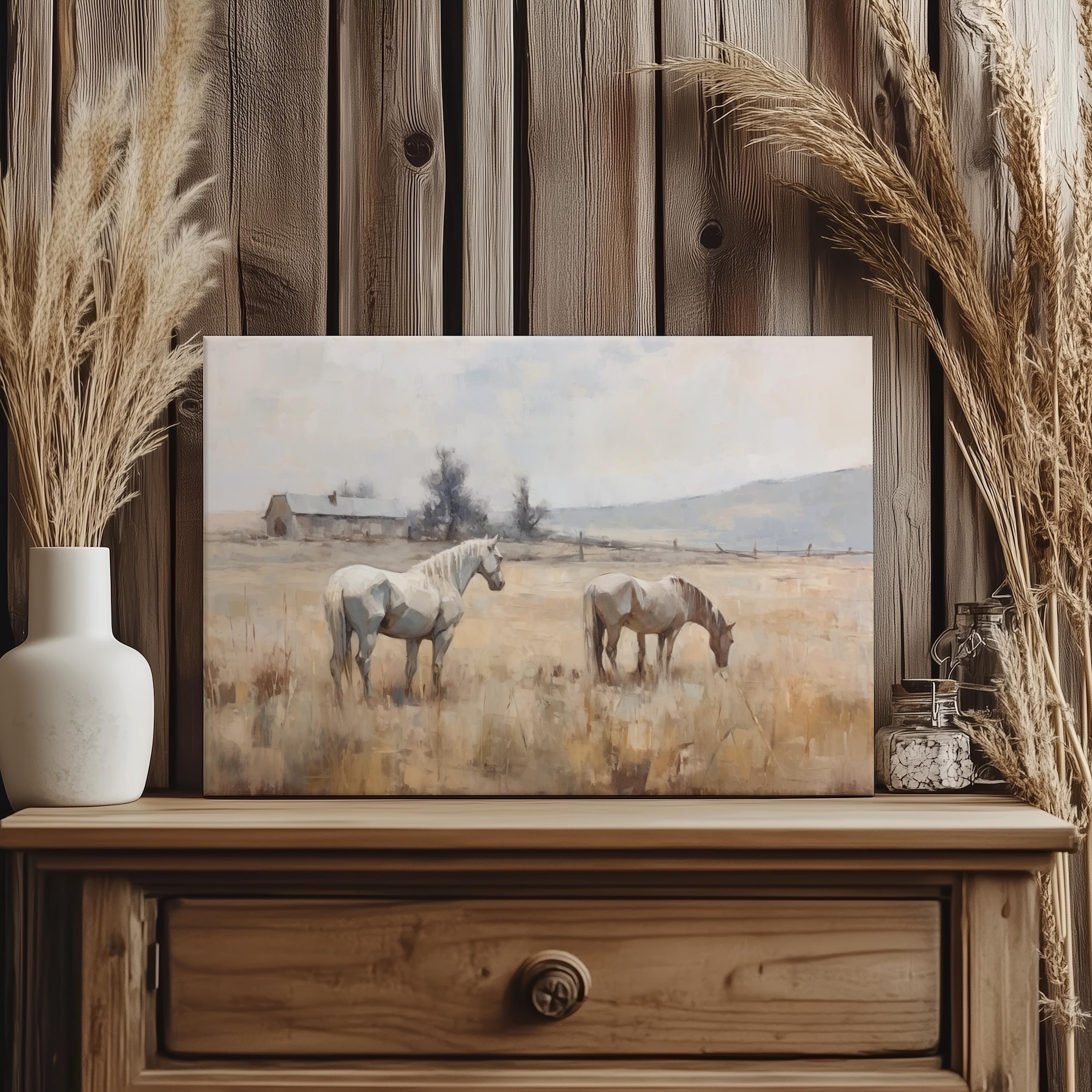 White Horse Wall Art Canvas Vintage Horse Print Farm Decor Western Wall ...