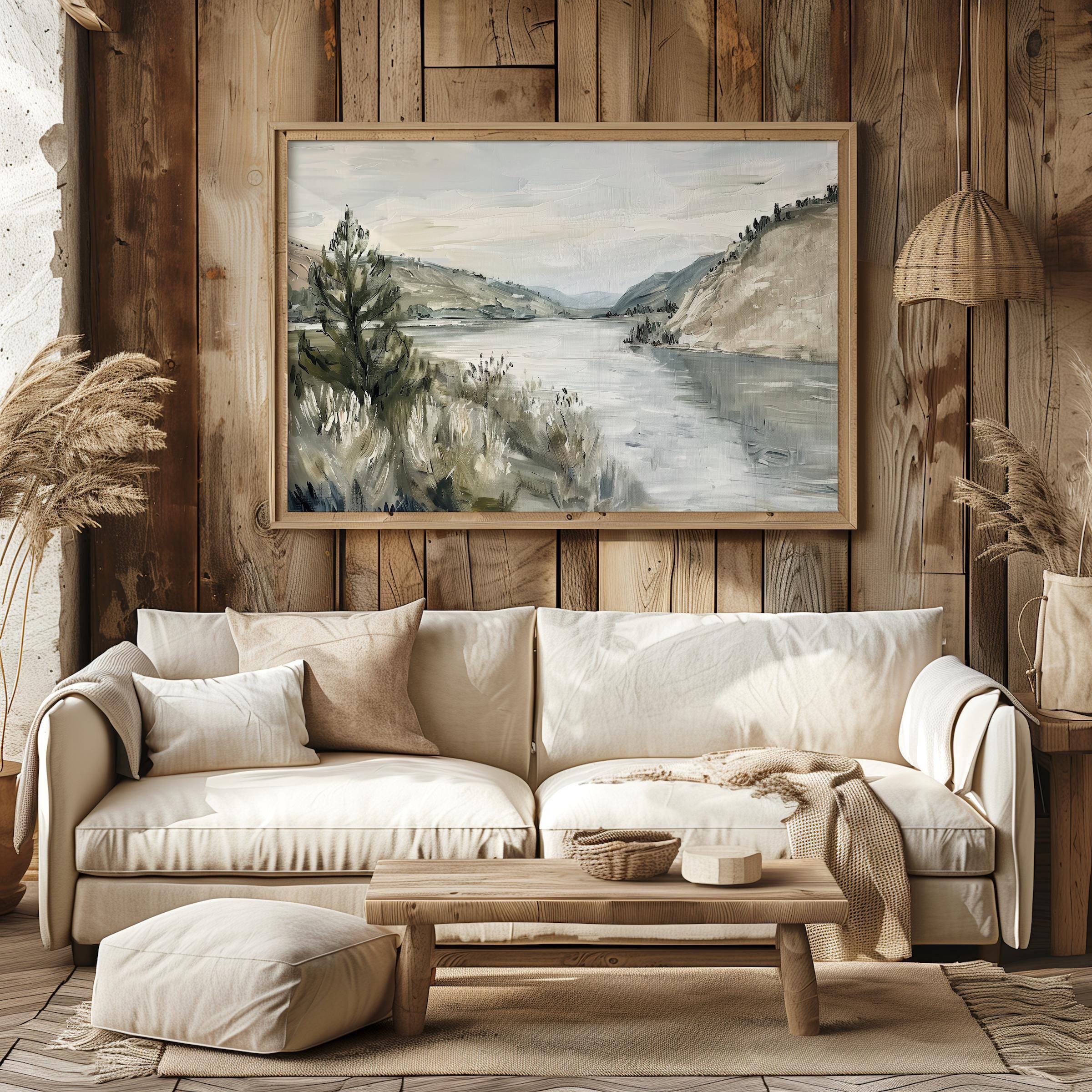 River Run Decorating Printable Vintage Rushing River Landscape, Mountain Wall Art, Cabin ...