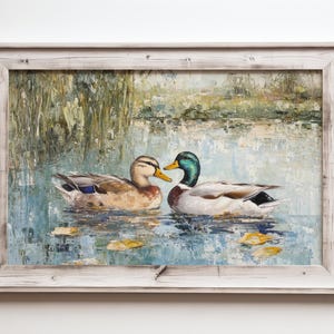 Love Mallard Couple Art Print Vintage Duck Print His and Hers Mallard Duck Decor for Couple Gift Farmhouse Wall Art Mallard Duck Painting image 4