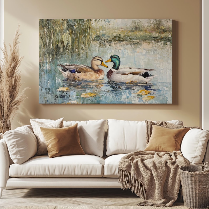 Love Mallard Couple Art Print Vintage Duck Print His and Hers Mallard Duck Decor for Couple Gift Farmhouse Wall Art Mallard Duck Painting image 18