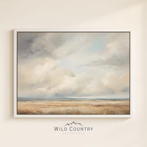 Framed Cloud Painting Prairie Wall Art Storm Cloud Moody Print Western Wall Art Prairie Canvas Wall Hanging for Farm House Decor Storm Print