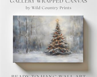 Christmas Canvas Winter Wonderland Large Canvas Art Snow Covered Pine Tree Painting Christmas Tree Picture Snow Landscape Art Print Winter