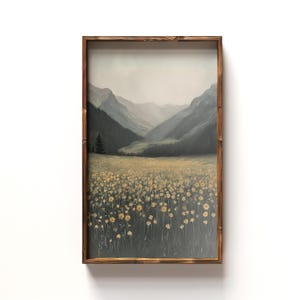 Arrowleaf Balsamroot Wildflower Field in a Mountain Valley Art Print for Hikers Who Love Alpine Meadow Nature Art for Their Home or Cabin