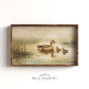 Mama Mallard Duck Poster, Vintage Mallard Duck Nursery Art, Muted Duck Oil Painting, Countryside Print, Rustic Cabin Decor, Bird Hunter Gift