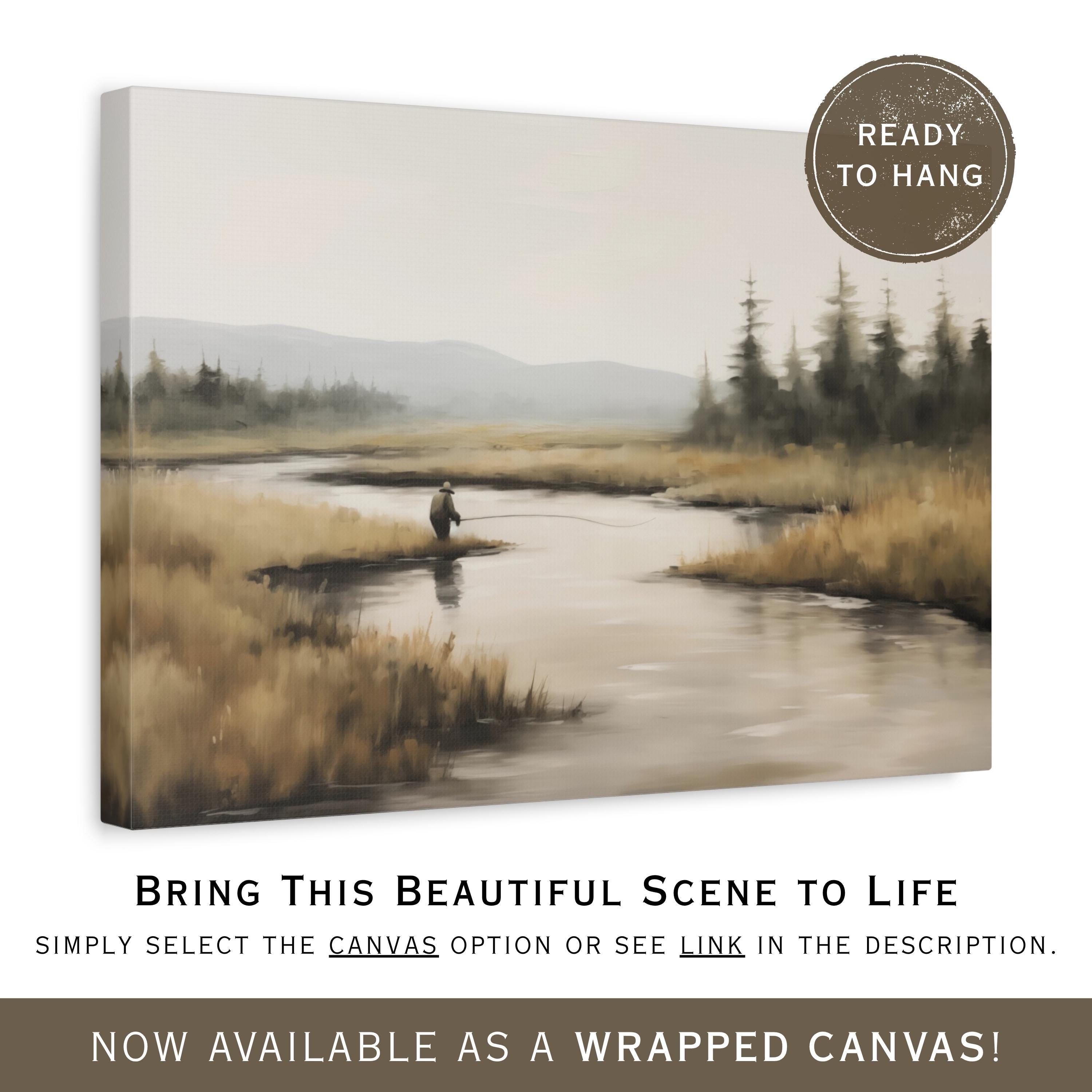 ウォールアート　フライフィッシング　釣り フライフィッシングウォールアートポスター、お父さんへの贈り物