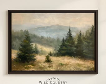 Framed Montana Forest Canvas Art: Large Pine Tree Print for Living Room Evergreen Wall Hanging