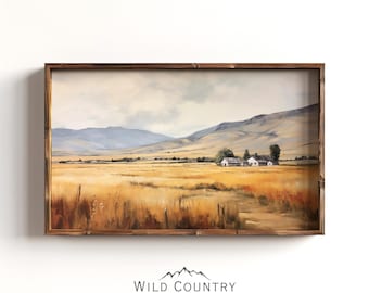 Vintage Montana Ranch Poster, Vintage Western Cowboy Art, Farmhouse Decor, Montana Painting, Countryside Print, Farmhouse Wall Art, Country