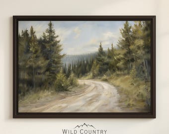 Framed Evergreen Forest Art Print on Canvas Pine Tree Wall Decor Large Woodland Art