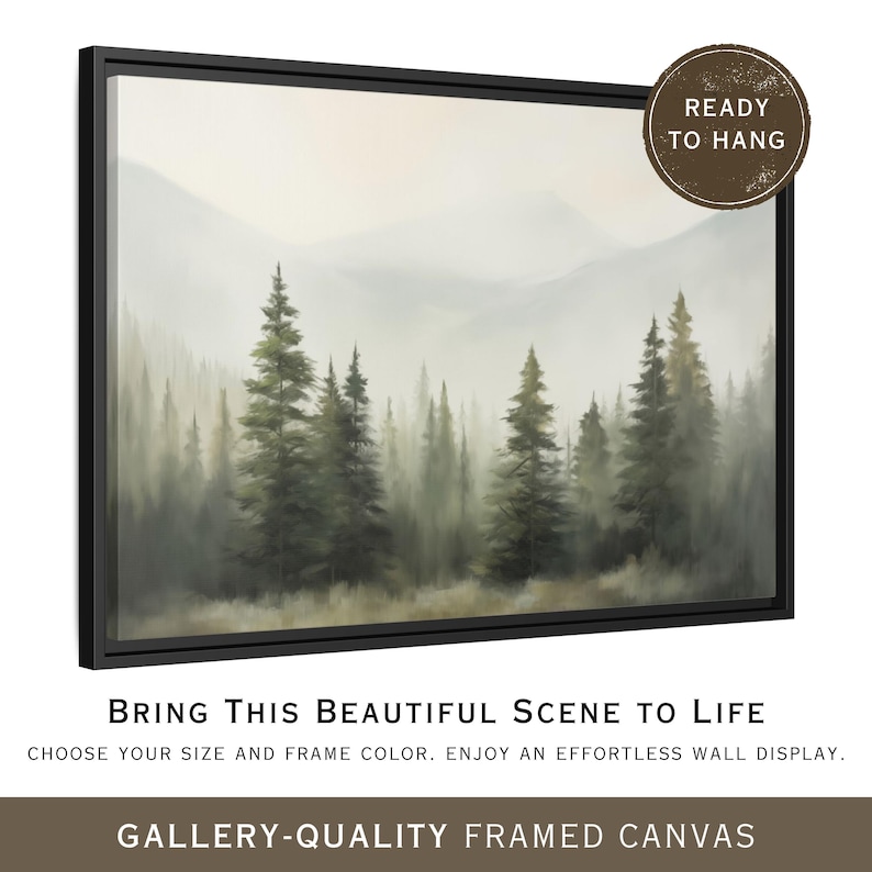 Framed Pine Tree Wall Art Forest Landscape Canvas Print Pine Tree ...