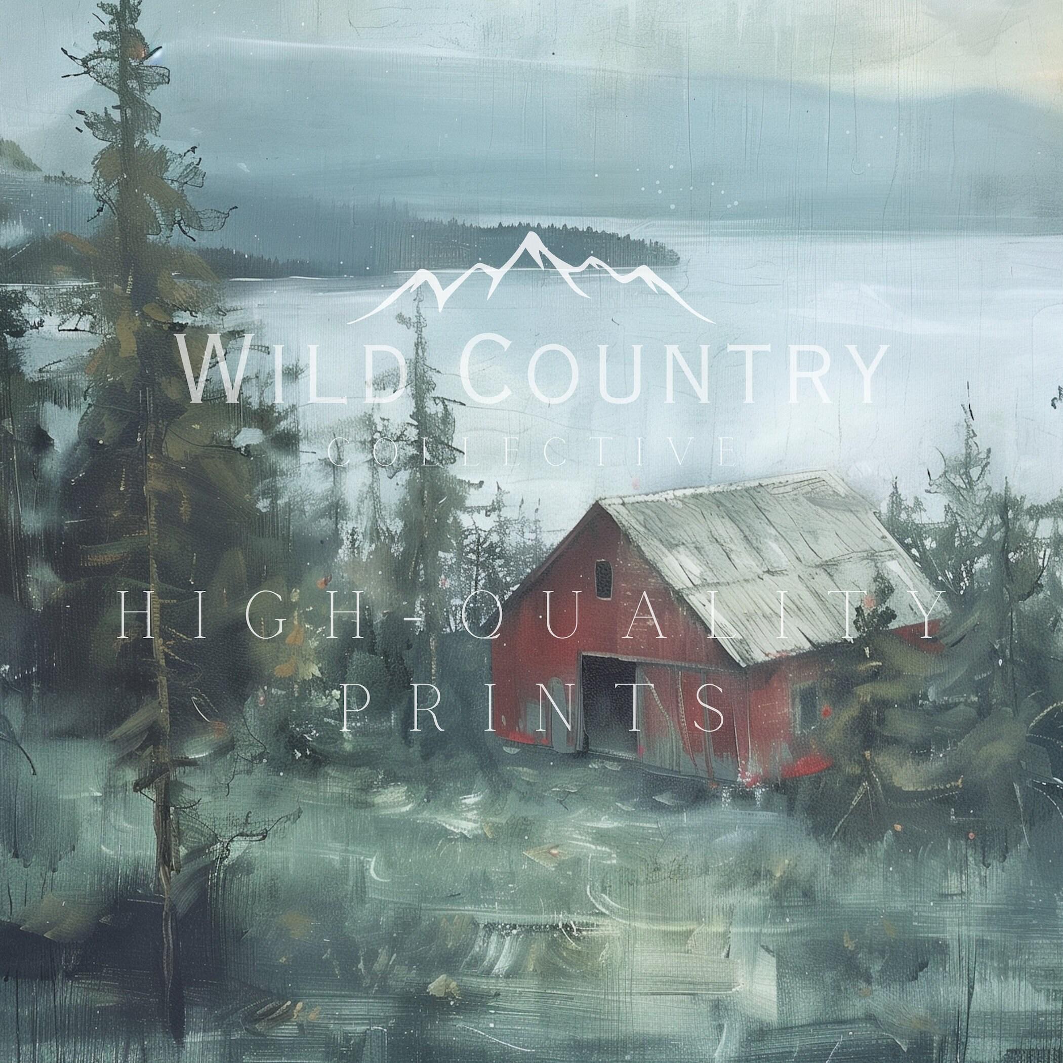 Antike alte rote Scheune Malerei Bauernhaus Kunst rustikale See Malerei  Stimmungsvoll Montana Kunst Wald Druck Kabine Schlafzimmer Blauer See Druck  - Etsy Schweiz, image size:2100x2100