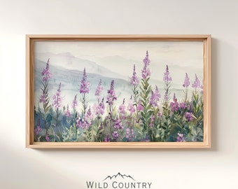 Muted Fireweed Print, Purple Wildflower Wall Art, Fireweed Flower Poster, Floral Botanical Print, Wildflower Field Watercolor Painting