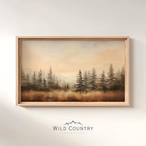 Printable Evergreen Pine Tree Wall Art, Rustic Pine Tree Painting, Mountain Cabin Wall Art, Vintage Forest Painting, Woodland Forest Print