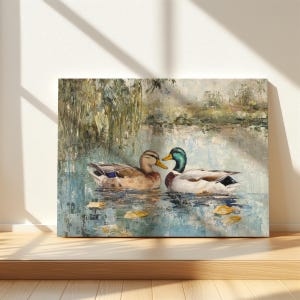 Love Mallard Couple Art Print Vintage Duck Print His and Hers Mallard Duck Decor for Couple Gift Farmhouse Wall Art Mallard Duck Painting image 17