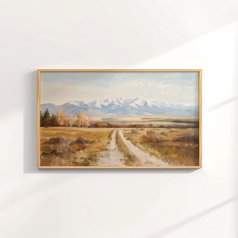 Rocky Mountain Painting, Kalispell Montana, Montana Wall Art, Mountain Range Art Print, Vintage Landscape Poster, Rustic Cabin Wall Decor Bild 7