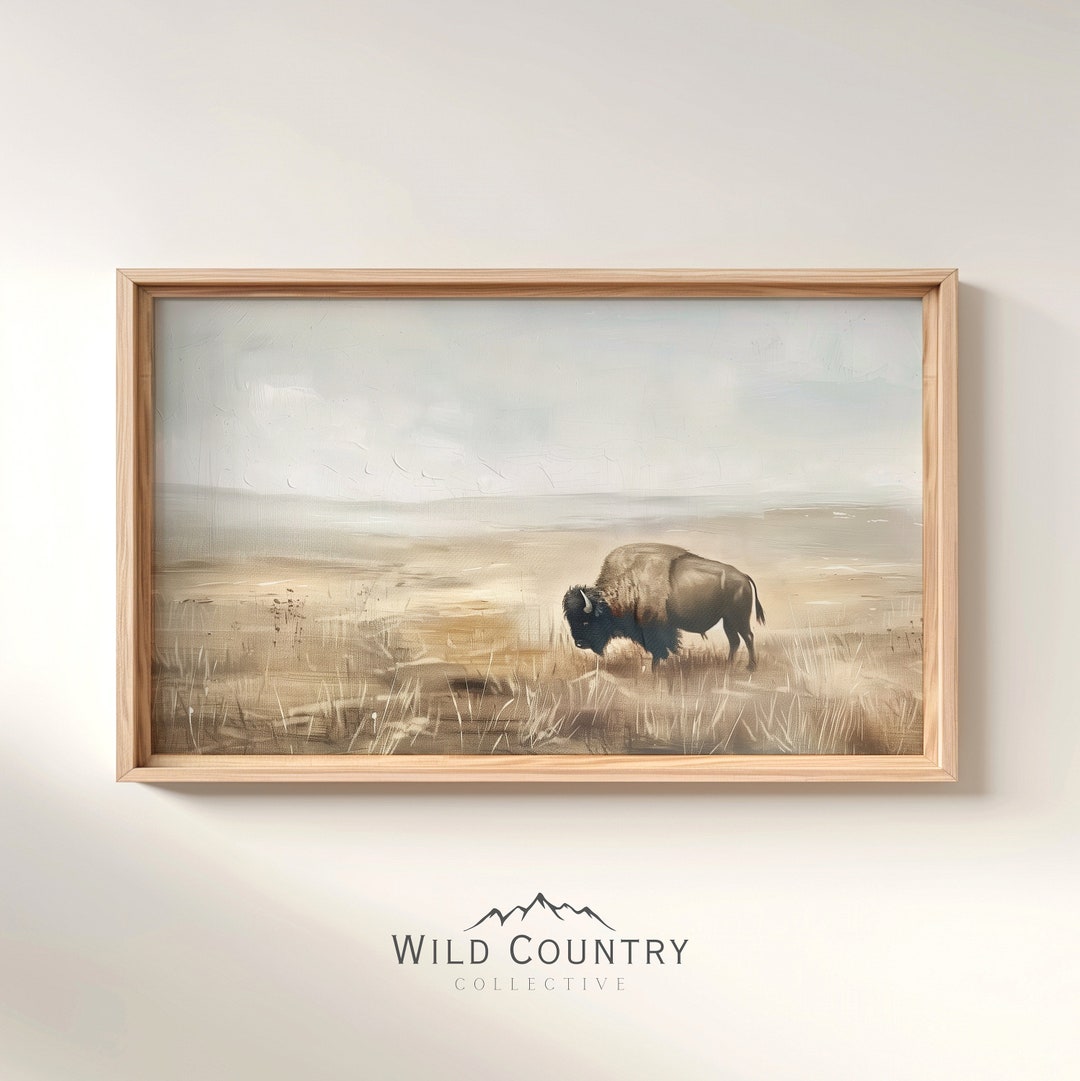 American Bison Poster Print, Vintage Buffalo Print, Buffalo Painting ...
