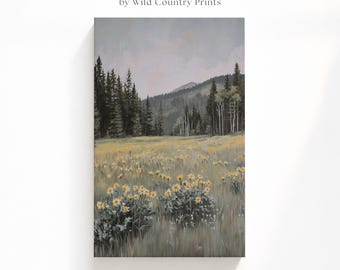 Arrowleaf Balsamroot Wildflower Meadow Canvas Print for Nature Lovers Who Want Mountain Meadow Wall Art in Their Living Room or Cabin