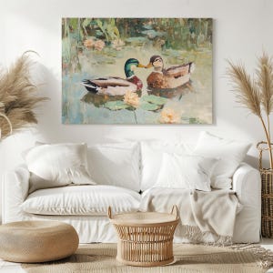 Love Birds Mallard Ducks Oil Painting, His & Hers Gift, Vintage Duck Poster Print, Mallard Duck Decor, Farmhouse Wall Art, Gift for Couples image 15