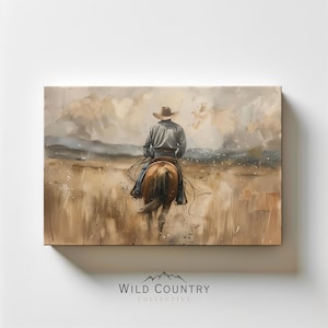 Montana Rodeo Cowboy Leinwand, rustikale Reiter Malerei, Bauernhaus Wanddekor, Vintage Western Cowboy Malerei, Land Western Wandkunst