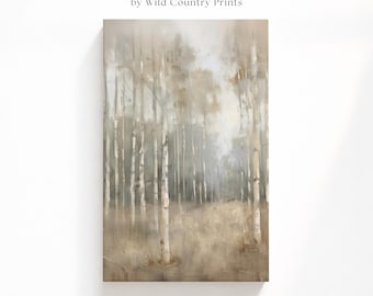 Birch Tree Canvas Art Large Aspen Tree Painting Birch Print on Canvas Aspen Tree Painting Vintage Forest Wall Art Beige Neutral Print White
