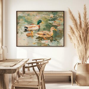 Printable Ducking Art Mallard Print Duck Couple Wall Decor Mallard Painting Nursery Art Baby Duckling Painting Vintage Woodland Decor Animal
