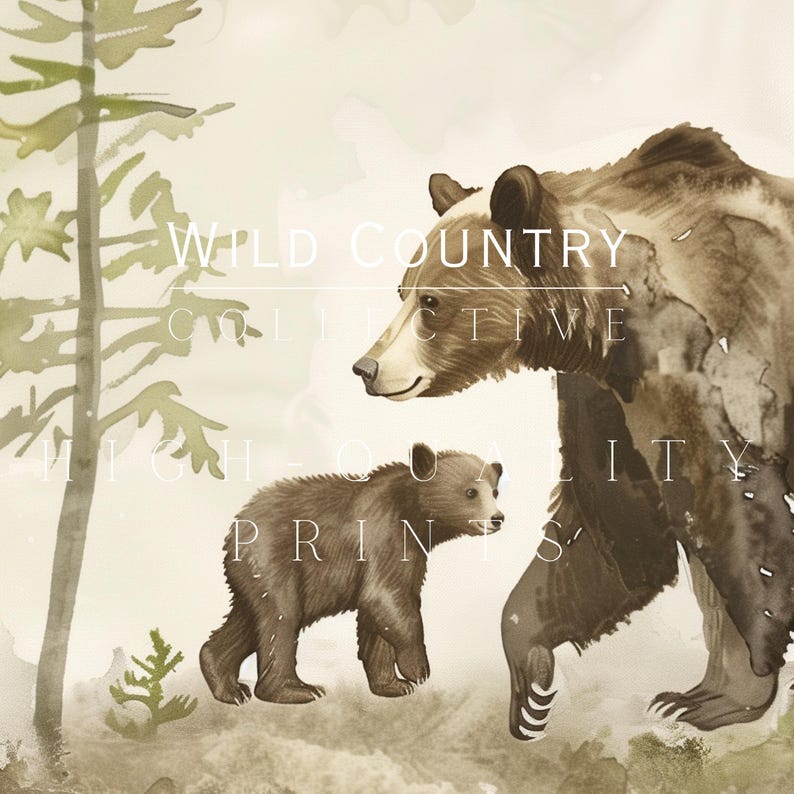 a picture of a bear and a bear cub