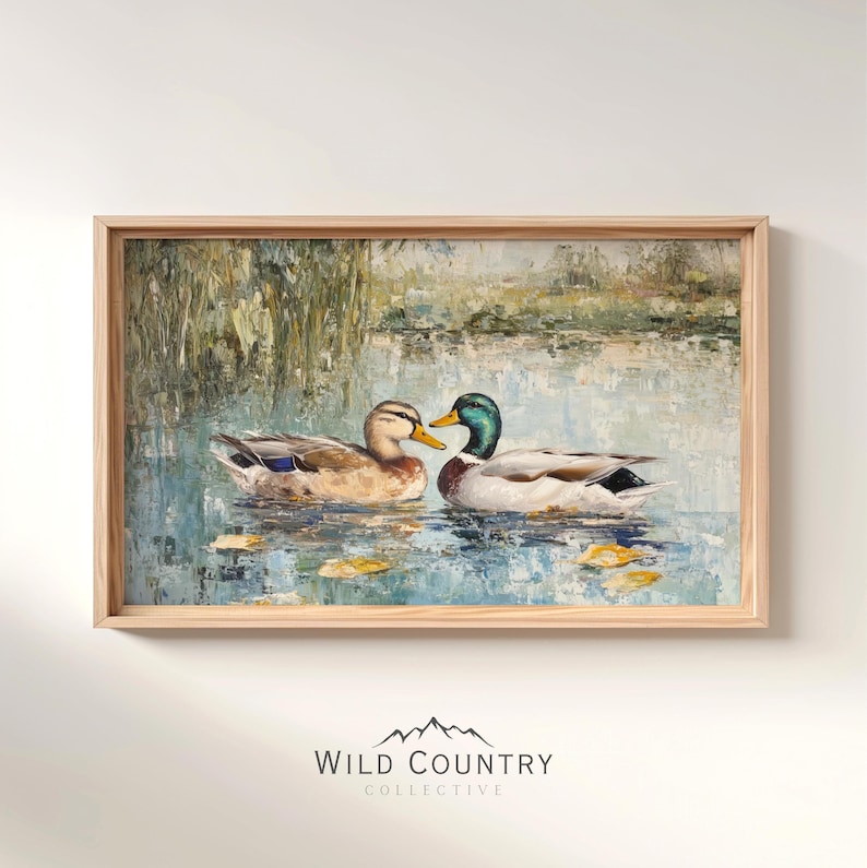 Love Mallard Couple Art Print Vintage Duck Print His and Hers Mallard Duck Decor for Couple Gift Farmhouse Wall Art Mallard Duck Painting image 7