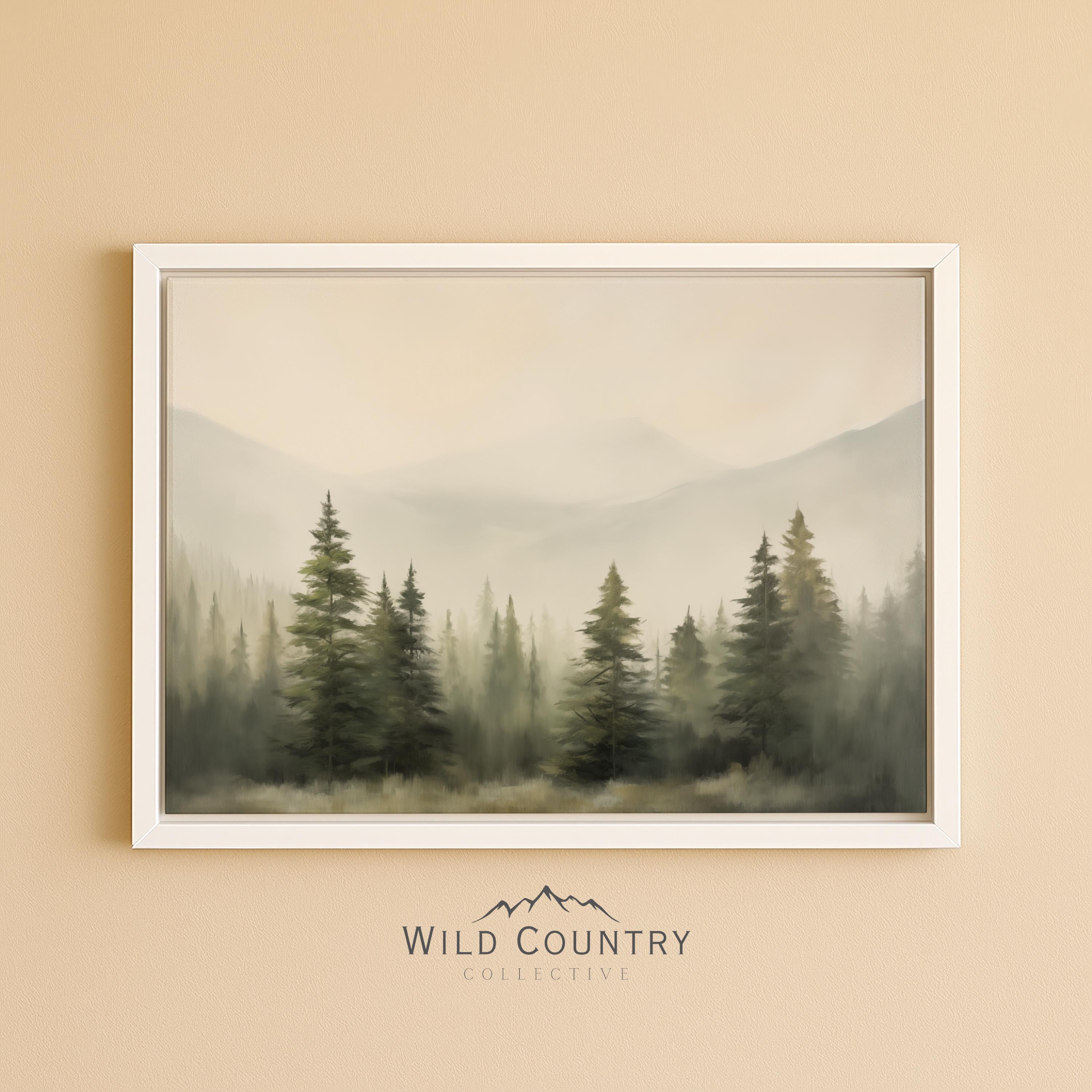 Framed Pine Tree Wall Art Forest Landscape Canvas Print Pine Tree ...